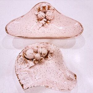Gorgeous 2 Pc. Mid Century Boomerang Italian Pink Gold Ceramic Pottery Set